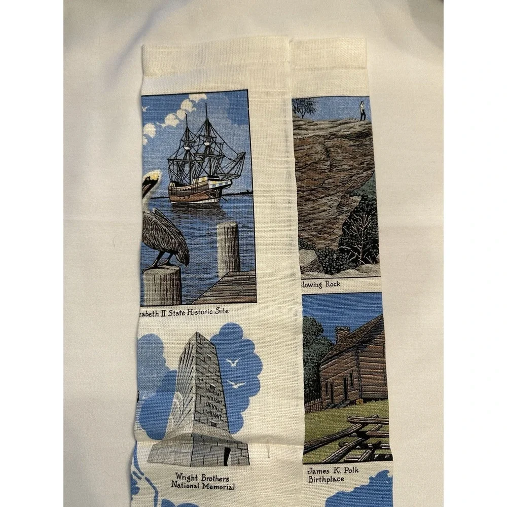 VTG  Linen Souvenir North Carolina‎ Kitchen Dish Tea Towel 26x16 NWT Stevens